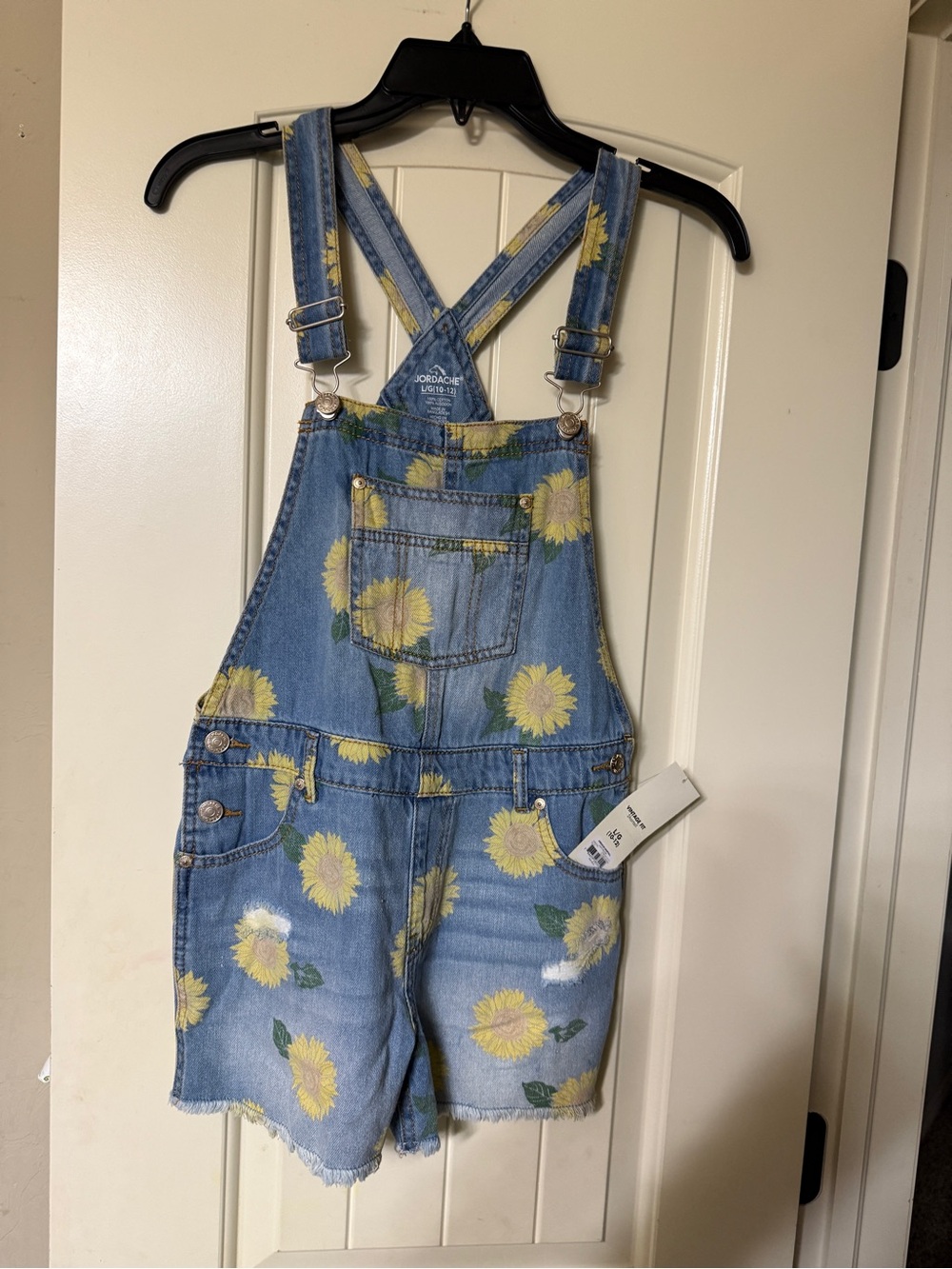 Jordache Blue Denim Overalls Girls with Yellow Accent